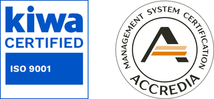 Certificazione ISO 9001:2015 rilasciata da Kiwa Cermet Italia, ente accreditato Accredia